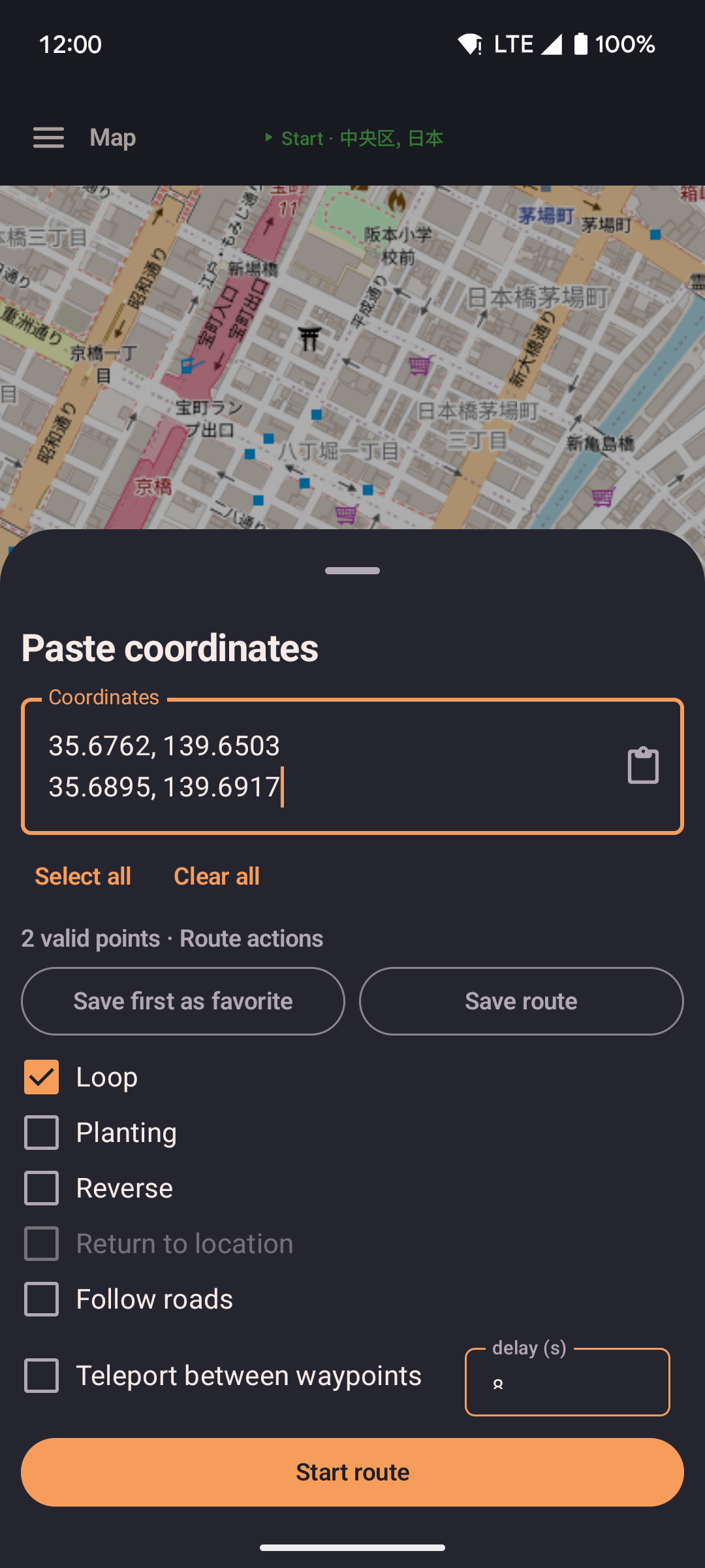 Paste coordinates sheet on the map